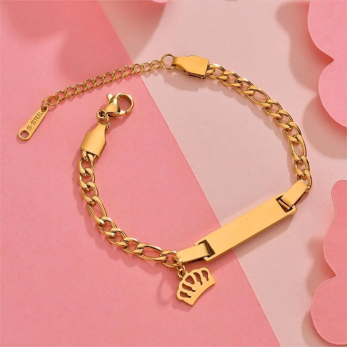 18K Gold Plated Personalized Baby Bracelet Customized Name Jewelry Nameplate Engraved Baby Bangle Custom Children's Jewelry For Baby Gift