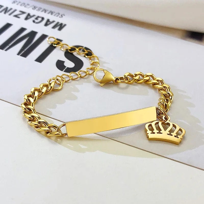 18K Gold Plated Personalized Baby Bracelet Customized Name Jewelry Nameplate Engraved Baby Bangle Custom Children's Jewelry For Baby Gift