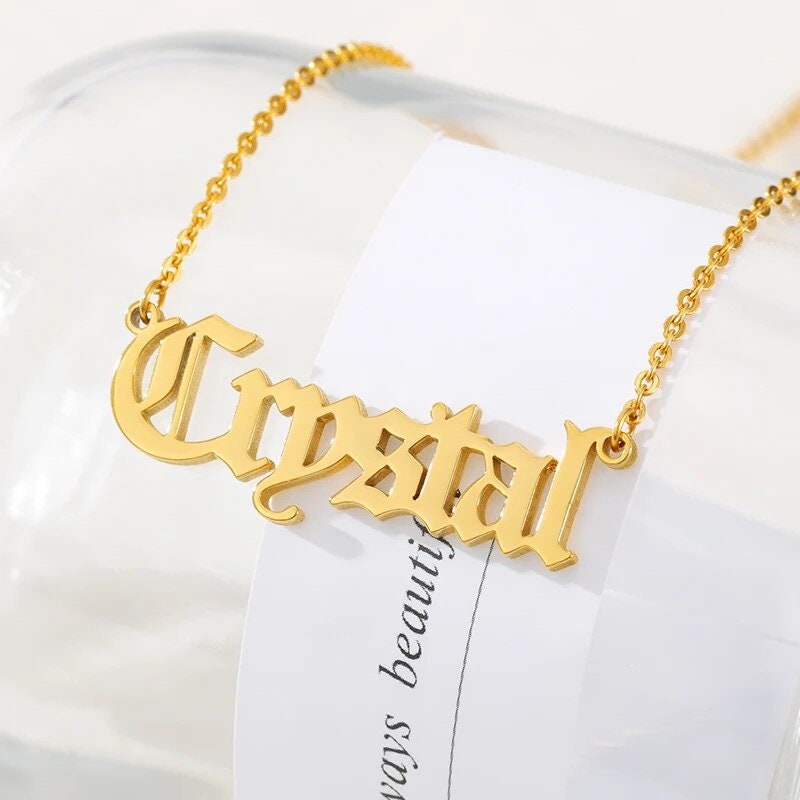 18K Gold Plated Personalized Name Necklace, Customized Name Necklace Handcrafted Custom Jewelry, Nameplate Pendant Gifts For Mom, For Her