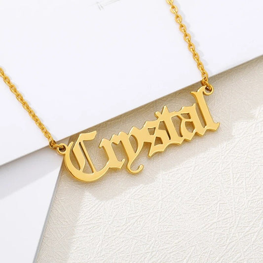 18K Gold Plated Personalized Name Necklace, Customized Name Necklace Handcrafted Custom Jewelry, Nameplate Pendant Gifts For Mom, For Her