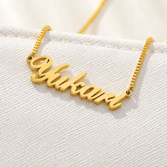 18K Gold Plated Personalized Name Necklace, Customized Name Necklace Handcrafted Custom Jewelry, Nameplate Pendant Gifts For Mom, For Her