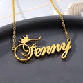 18K Gold Plated Personalized Name Crown Necklace, Customized Name Necklace Handcrafted Jewelry Custom Nameplate Pendant Gift For Mom, Wife