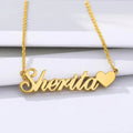 18K Gold Plated Personalized Name Heart Necklace Customized Name Necklace Handcrafted Jewelry Custom Nameplate Pendant Gift For Mom, Wife