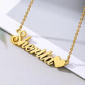 18K Gold Plated Personalized Name Heart Necklace Customized Name Necklace Handcrafted Jewelry Custom Nameplate Pendant Gift For Mom, Wife