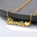 18K Gold Plated Personalized Name Heart Necklace Customized Name Necklace Handcrafted Jewelry Custom Nameplate Pendant Gift For Mom, Wife