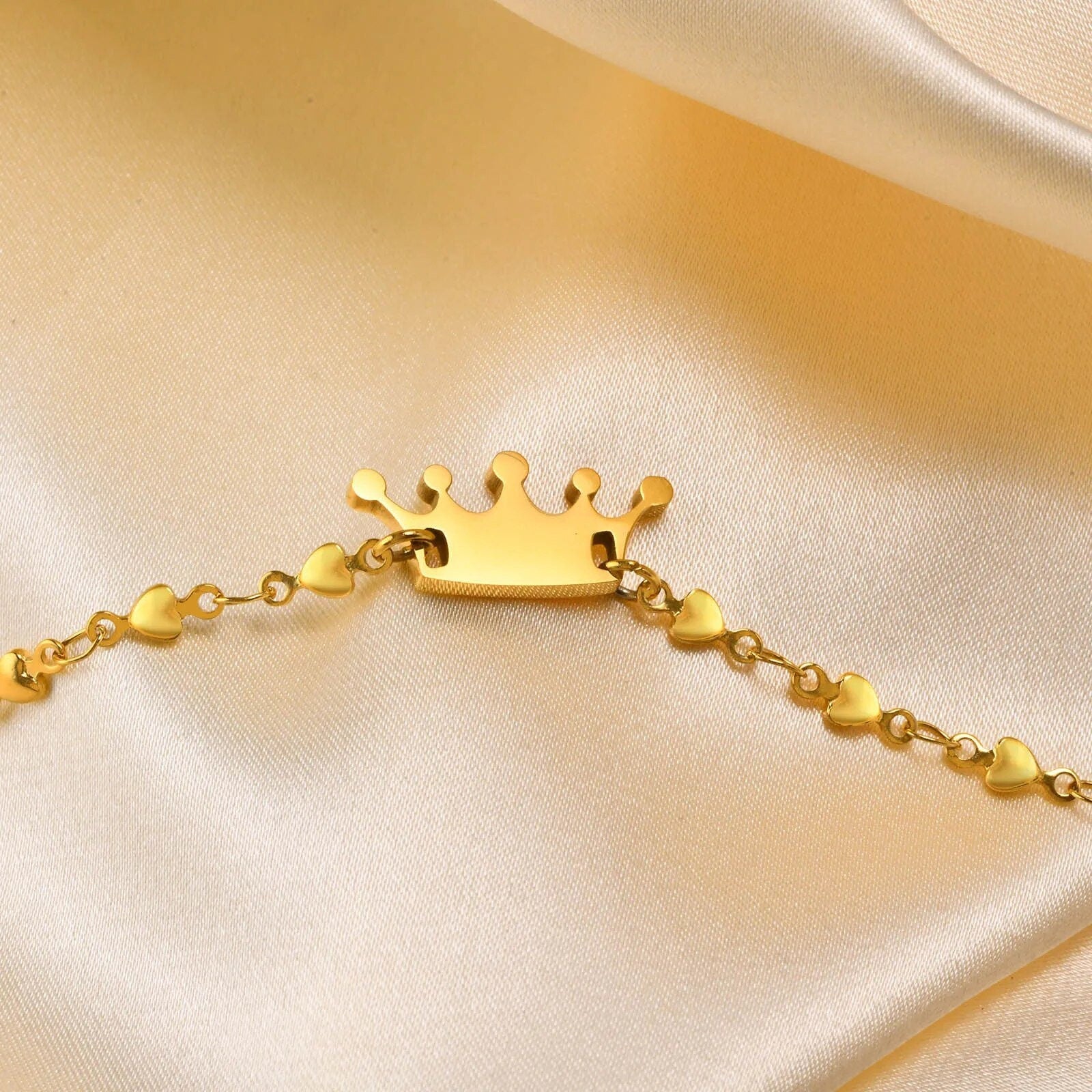 18K Gold Plated Personalized Baby Crown Bracelet, Customized Name Jewelry, Nameplate Engraved Baby Custom Children's Jewelry For Baby Gift