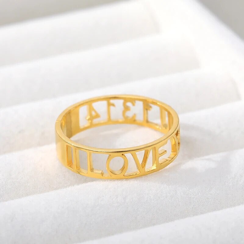 18K Gold Plated Personalized Ring Name Engrave Minimalist Customizable Finger Ring Customized Nameplate Band Handcrafted Custom Jewelry Gift