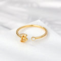 18K Gold Plated Alloy Customized Adjustable Crystal Initial Finger Ring Minimalist Letter Aesthetic Ring, Personalized Jewelry, Wedding Band