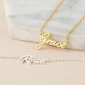 18K Gold Plated Personalized Name Necklace, Customized Name Necklace Handcrafted Custom Jewelry, Nameplate Pendant Gifts For Mom, For Her