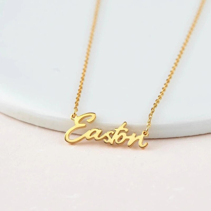 18K Gold Plated Personalized Name Necklace, Customized Name Necklace Handcrafted Custom Jewelry, Nameplate Pendant Gifts For Mom, For Her