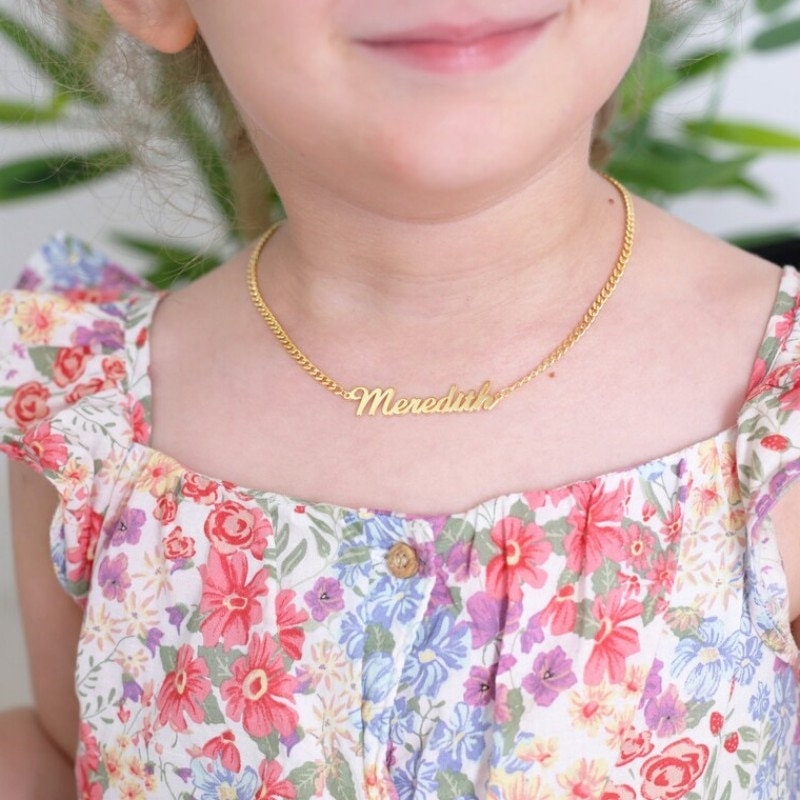 18K Gold Plated Children Personalized Name Necklace Customized Kids Name Necklace Custom Handcrafted Jewelry Gift For Kids, Children Jewelry