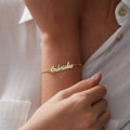 18K Gold Plated Personalized Name Bracelet, Customized Name Bracelet Handcrafted Custom Jewelry, Nameplate Jewelry Gift For Mom, For Her