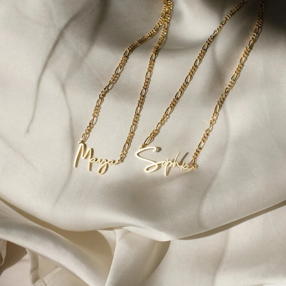 18K Gold Plated Personalized Name Necklace, Customized Name Necklace, Handcrafted Custom Jewelry, Nameplate Pendant Choker, Gift For Her