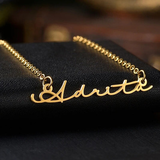 18K Gold Plated Personalized Name Necklace, Customized Name Necklace Handcrafted Custom Jewelry, Nameplate Pendant Gifts For Mom, For Her