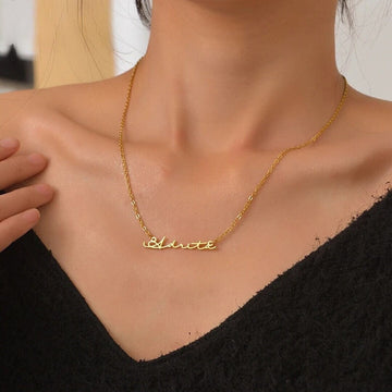 18K Gold Plated Personalized Name Necklace, Customized Name Necklace Handcrafted Custom Jewelry, Nameplate Pendant Gifts For Mom, For Her