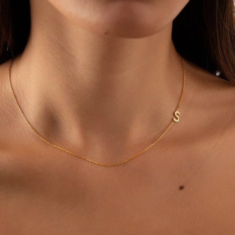 18K Gold Plated Personalized Initial Letter Necklace Custom Name Jewelry Tiny Initial Necklace Customized Jewelry Gift, Letter Charm Choker