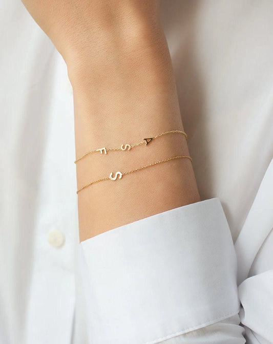 18K Gold Plated Personalized Initial Letter Bracelet Custom Name Jewelry Tiny Initial Bracelet Customized Jewelry Gift, Name Letter Bracelet