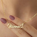 18K Gold Plated Personalized Name Heart Necklace Customized Name Necklace Handcrafted Jewelry Custom Nameplate Pendant Gift For Mom, Wife