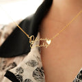 18K Gold Plated Personalized Two Name Heart Necklace Customized Necklace Handcrafted Custom Jewelry Nameplate Pendant Gifts For Mom, For Her