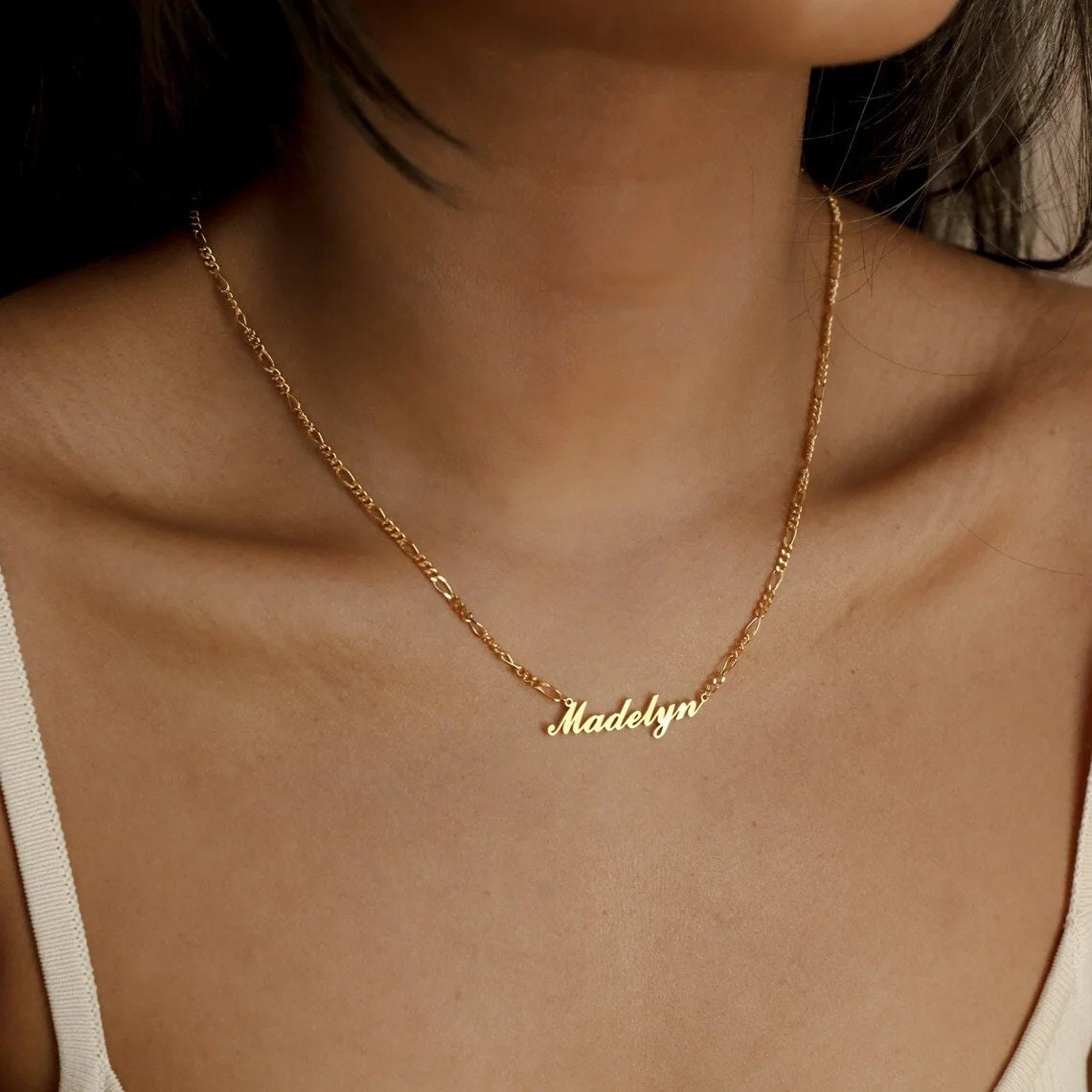 18K Gold Plated Personalized Name Necklace Customized Handwriting Font Name Necklace Handcraft Custom Jewelry Nameplate Pendant Gift For Her