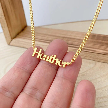 18K Gold Plated Personalized Name Necklace, Customized Name Necklace Handcrafted Custom Jewelry, Nameplate Pendant Gifts For Mom, For Her