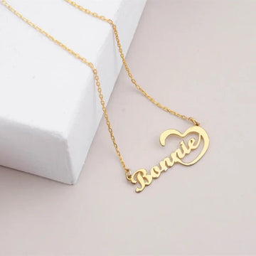 18K Gold Plated Personalized Name Heart Necklace Customized Name Necklace Handcrafted Custom Jewelry Nameplate Pendant Gifts For Mom For Her