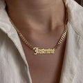 18K Gold Plated Personalized Name Necklace, Customized Name Necklace Handcrafted Custom Jewelry, Nameplate Pendant Gifts For Mom, For Her