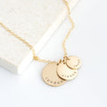 18K Gold Plated Personalized Multiple Disc Family Name Necklace Overlapping Round Disc Custom Gift For Mom Engraved Kid Name Pendant Jewelry