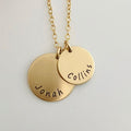 18K Gold Plated Personalized Multiple Disc Family Name Necklace Overlapping Round Disc Custom Gift For Mom Engraved Kid Name Pendant Jewelry