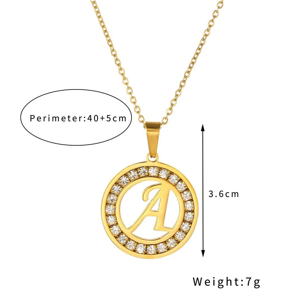 18K Gold Plated Personalized Letter Initial Disc Necklace A-Z Letter Initial Pendant Customized Handmade Jewelry Custom Pendant Gift for Her