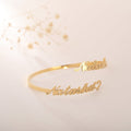 18K Gold Plated Two Name Bangle Bracelet Personalized Name Personalized Cuff Bracelet Customized Jewelry, Custom Name Bracelet Gift For Her