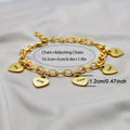 18K Gold Plated Engraved Heart Shaped Charm Bracelet, Customized Nameplate Bracelet, Personalized Heart Jewelry Custom Jewelry Gift for Her