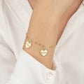 18K Gold Plated Engraved Heart Shaped Charm Bracelet, Customized Nameplate Bracelet, Personalized Heart Jewelry Custom Jewelry Gift for Her