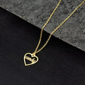 18K Gold Plated Customized Name Heart Necklace Hallow Heart Necklace, Personalized Heart Pendant Custom Name Necklace Engraved Heart Jewelry