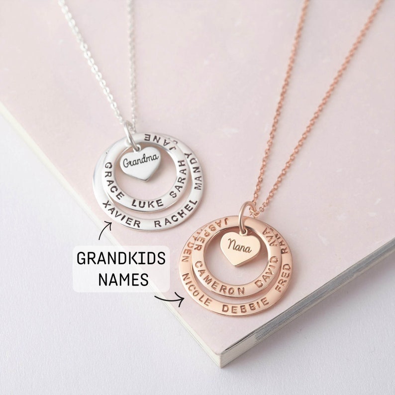 18K Gold Plated Personalized Grandma Necklace With Grandkids Names, Children's Name Necklace, Custom Jewelry, Customized Nana Jewelry Gift