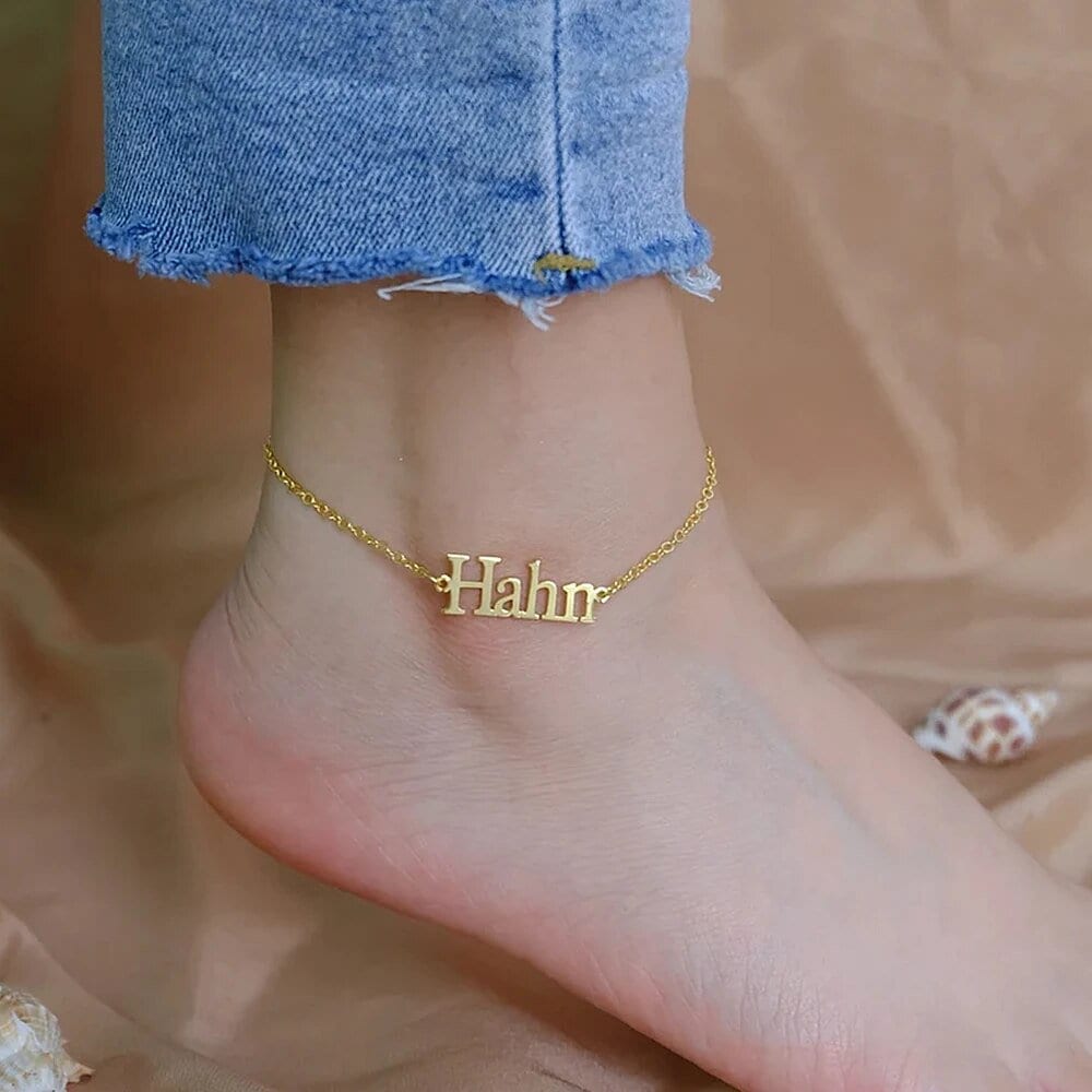 18K Gold Plated Personalized Name Anklet, Customized Name Anklet, Custom Jewelry Handcrafted Gift For Her, Body Jewelry, Personalized Gifts