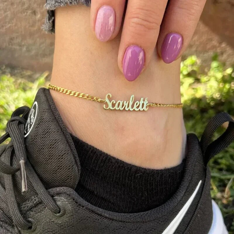 18K Gold Plated Personalized Name Anklet, Customized Name Anklet, Custom Jewelry Handcrafted Gift For Her, Body Jewelry, Personalized Gifts