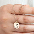 18K Gold Plated Personalized Letter Initial Disc Necklace A-Z Letter Initial Pendant Customized Handmade Jewelry Custom Pendant Gift for Her