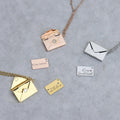 18K Gold Plated Engraved Envelope Necklace Customized Hidden Message Necklace Love Letter Locket Pendant Personalized Jewelry Gift for Her