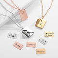 18K Gold Plated Engraved Envelope Necklace Customized Hidden Message Necklace Love Letter Locket Pendant Personalized Jewelry Gift for Her