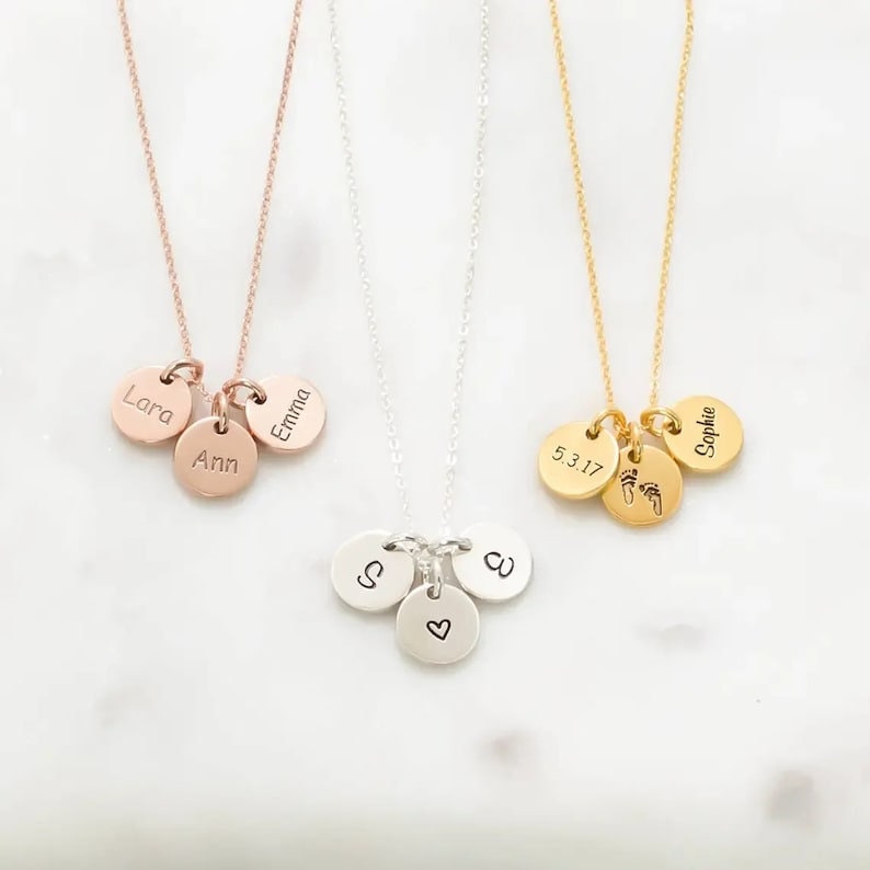 18K Gold Plated Personalized Letter Initial Disc Necklace A-Z Letter Initial Pendant Customized Handmade Jewelry Custom Pendant Gift for Her