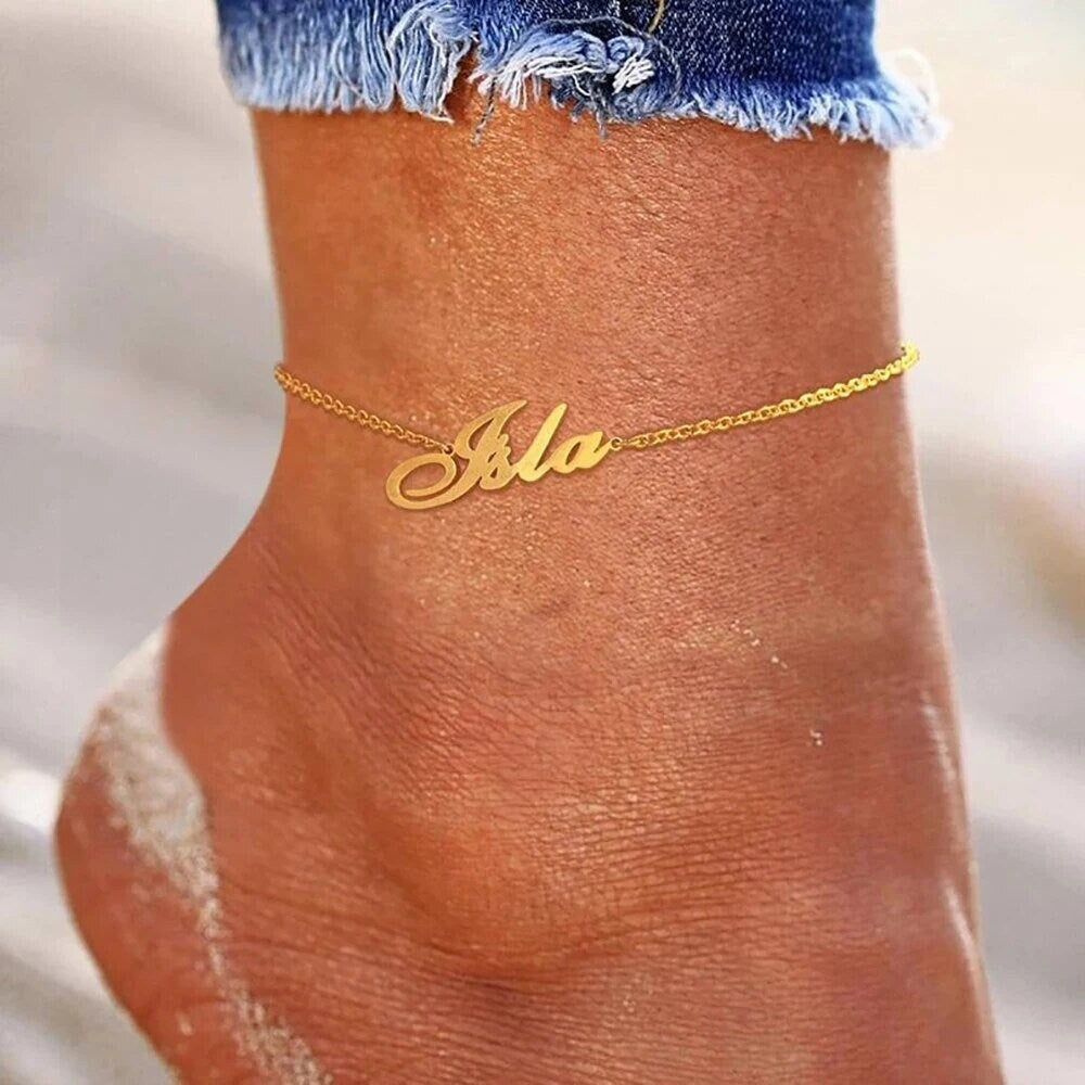 18K Gold Plated Personalized Name Anklet, Customized Name Anklet, Custom Jewelry Handcrafted Gift For Her, Body Jewelry, Personalized Gifts