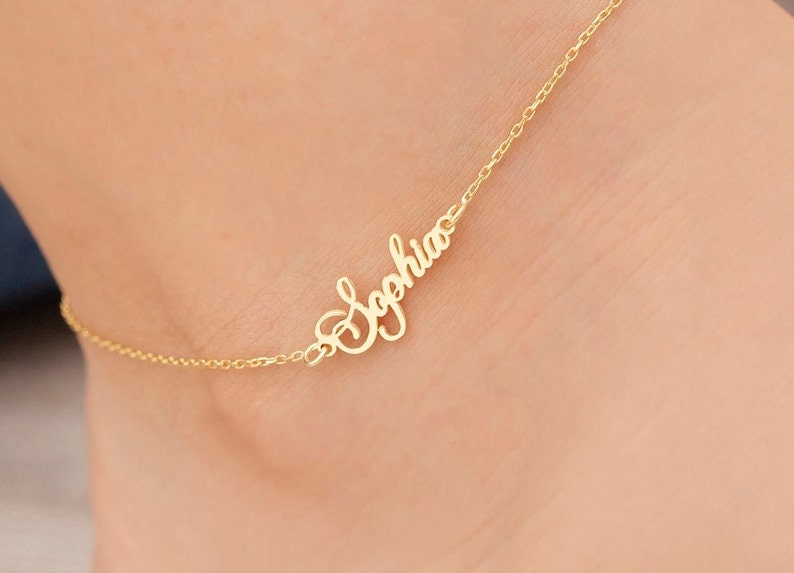 18K Gold Plated Personalized Name Anklet, Customized Name Anklet, Custom Jewelry Handcrafted Gift For Her, Body Jewelry, Personalized Gifts