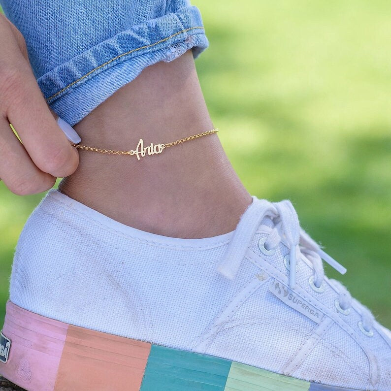 18K Gold Plated Personalized Name Anklet, Customized Name Anklet, Custom Jewelry Handcrafted Gift For Her, Body Jewelry, Personalized Gifts