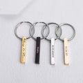 18K Gold Plated Personalized Engraved Name Keychains 1-4 Sides Engrave 3D Bar Vertical Key Chains Customized Gift Keyring Custom Jewelry