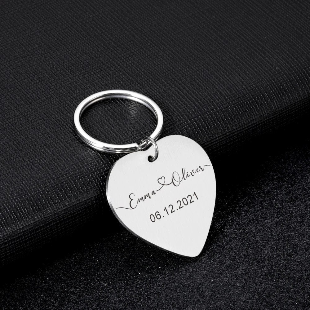 18K Gold Plated Personalized Engraved Heart Name Keychain, Custom Gift, Engraved Key Ring, Key Chains Customized Gift Keyring Custom Jewelry