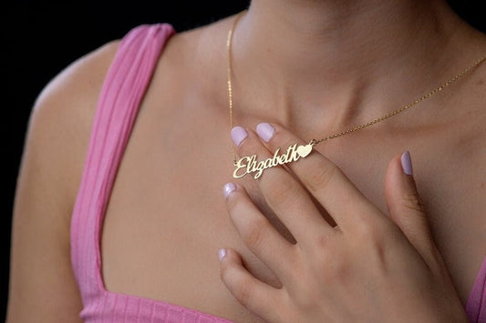 18K Gold Plated Personalized Name Heart Necklace Customized Name Necklace Handcrafted Jewelry Custom Nameplate Pendant Gift For Mom, Wife