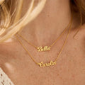 18K Gold Plated Personalized Two Name Double Chain Necklace, Customized Necklace, Handcrafted Custom Jewelry Nameplate Pendant, Gift For Her