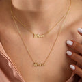 18K Gold Plated Personalized Two Name Double Chain Necklace, Customized Necklace, Handcrafted Custom Jewelry Nameplate Pendant, Gift For Her