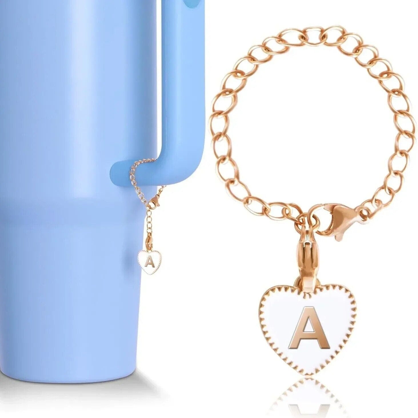 18K Gold Plated Personalized Stanley Cup Accessories Tumbler Cup Charm Gold Zodiac Letter Initial Charms Bottle Accessory Charm Gift For Her